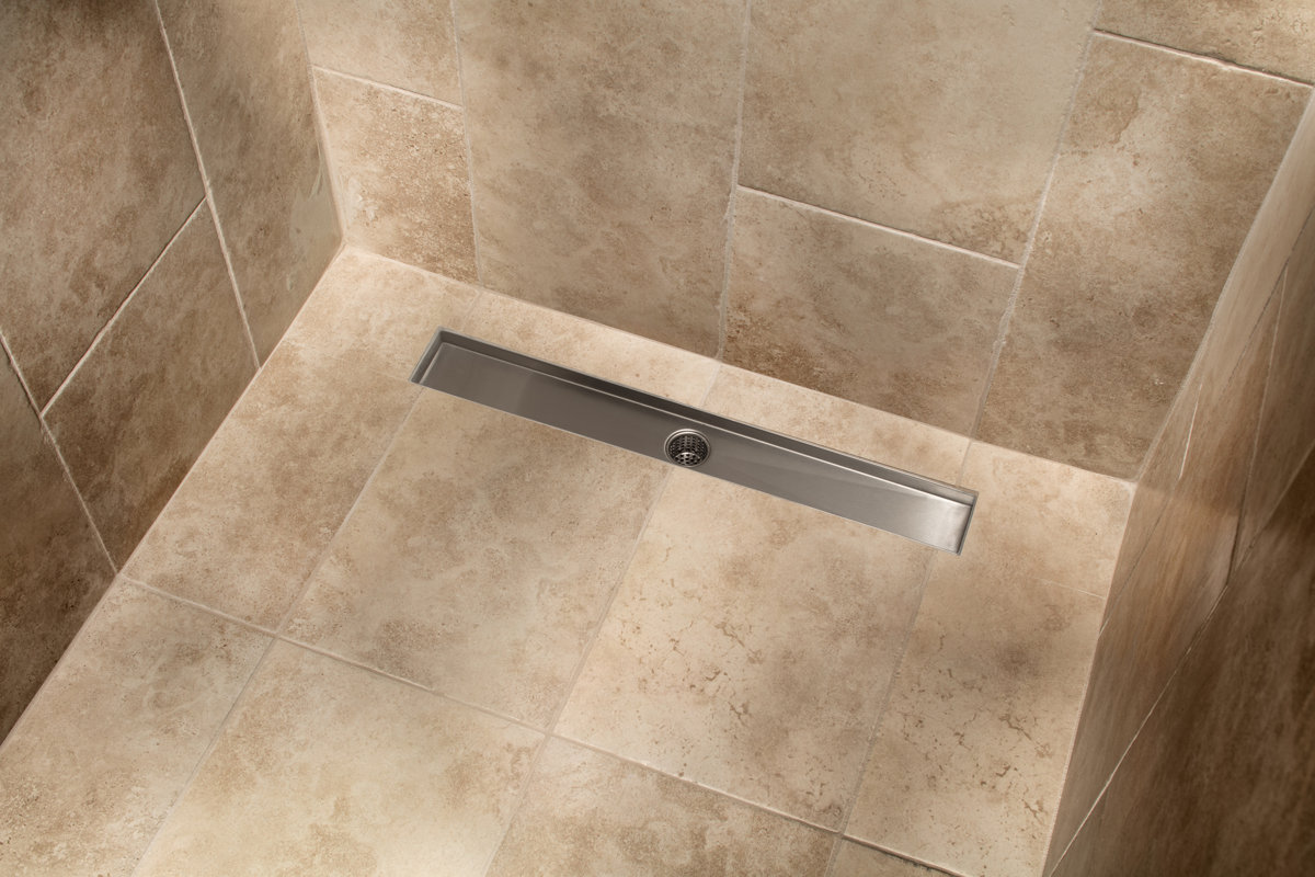 Soleil Stainless Steel Tile Insert Linear 2" Tile In Shower Drain